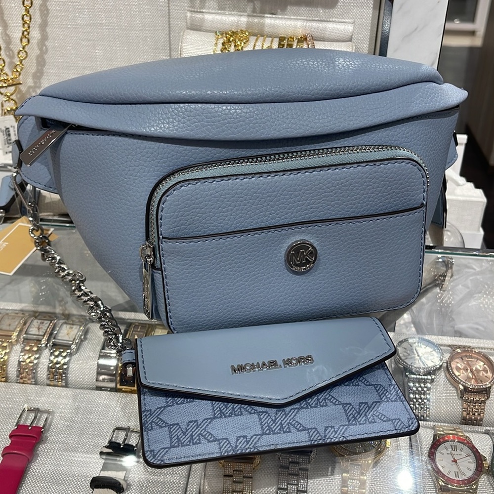 Michael Kors Maisie Lg Leather 2-in-1 Sling Pack Fanny Waist Bag Crossbody Belt - Picture 4 of 16